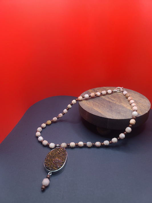 Prism-Shaped Peach Moonstone Beads with Pendant