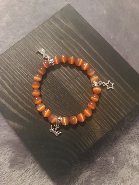 Cat’s Eye Beaded Stretch Bracelet with Charms