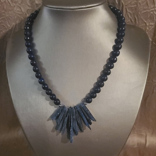 Blue Lapis and Kyanite Beaded Necklace