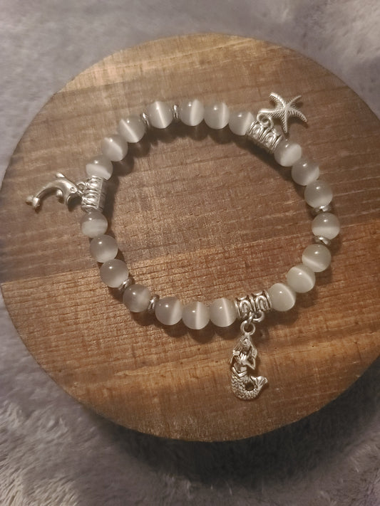 Cat’s Eye Beaded Charm Stretch Bracelet