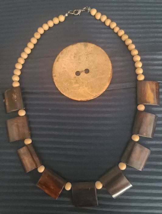 Bone and Jasper Bead Necklace