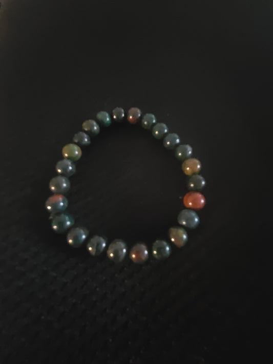 African Bloodstone Beaded Stretch Bracelet