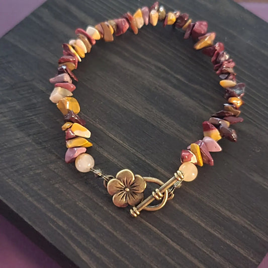 Mookaite Gemstone Chip Bracelet