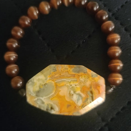 Gemstone Stretch Bracelet with Jasper Pendant