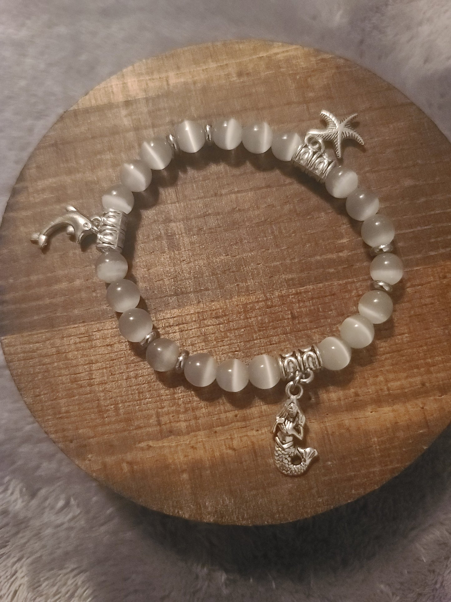 Cat’s Eye Beaded Charm Stretch Bracelet