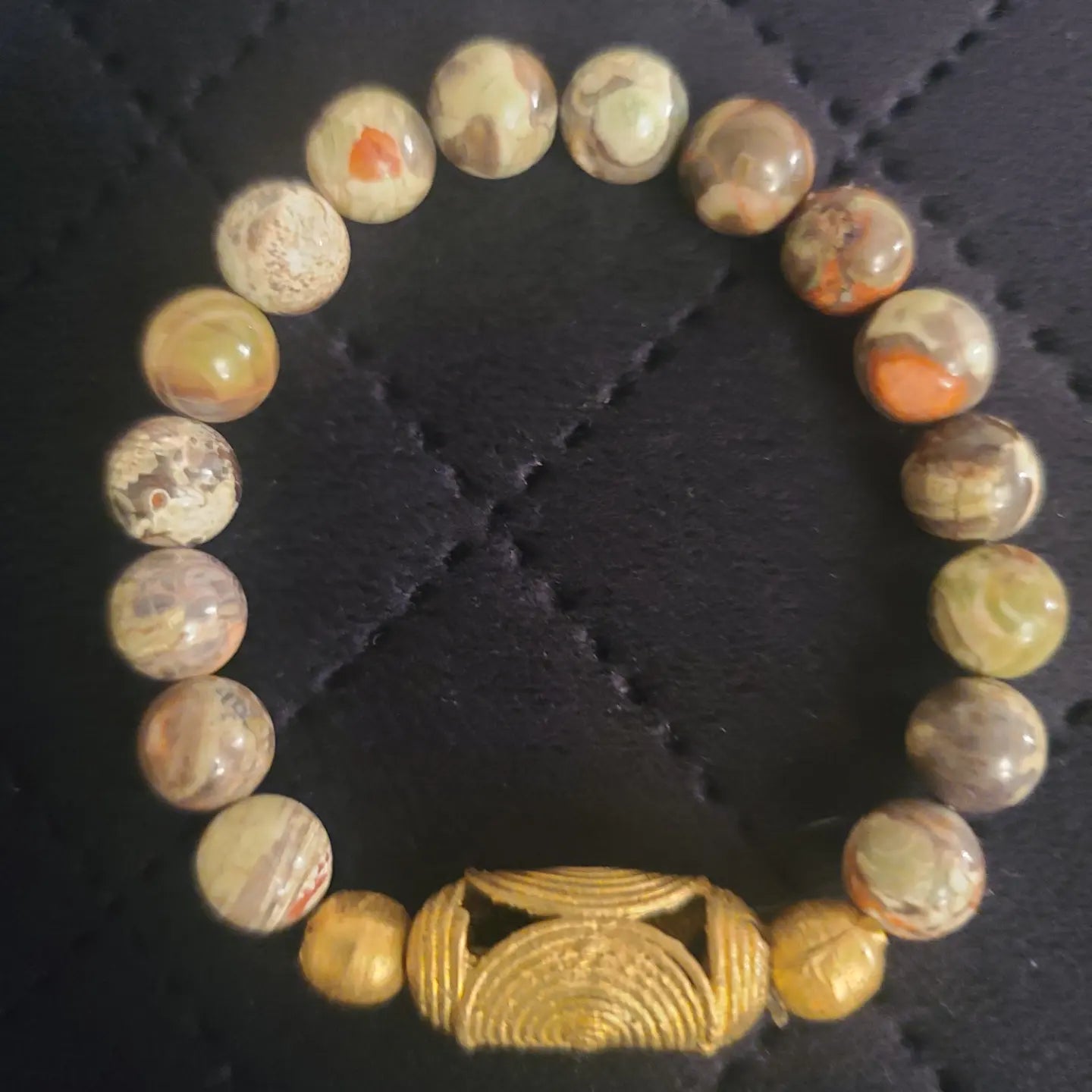 Jasper Gemstone Bracelet with Brass Accents